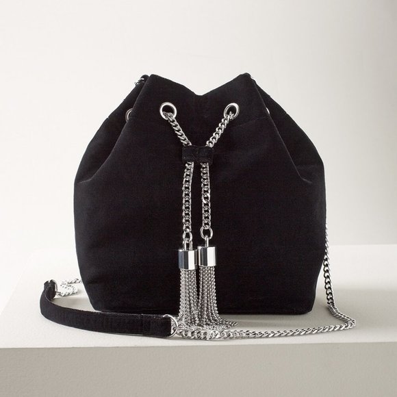 WHBM Velvet Crossbody Bag Chain Tassel details - Picture 1 of 4